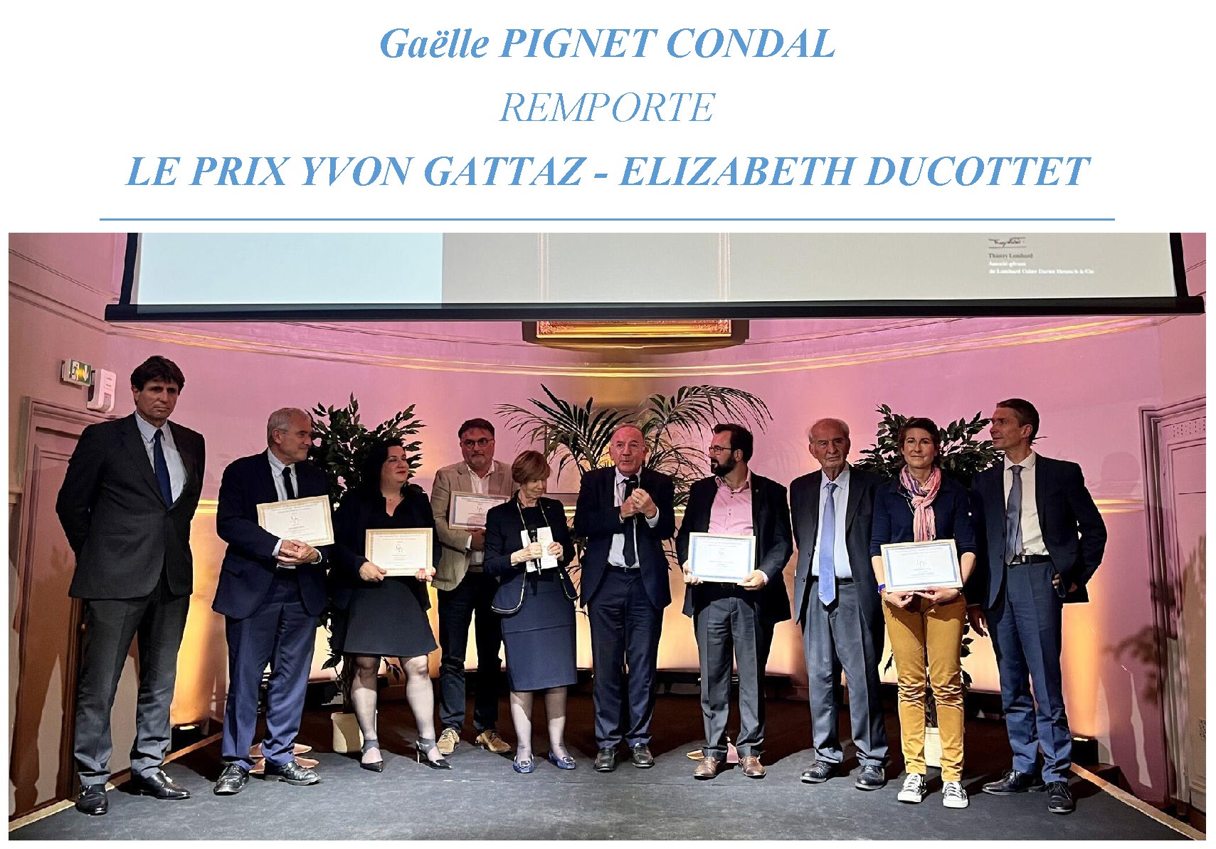 Gaëlle PIGNET CONDAL REMPORTE LE PRIX YVON GATTAZ - ELIZABETH DUCOTTET 